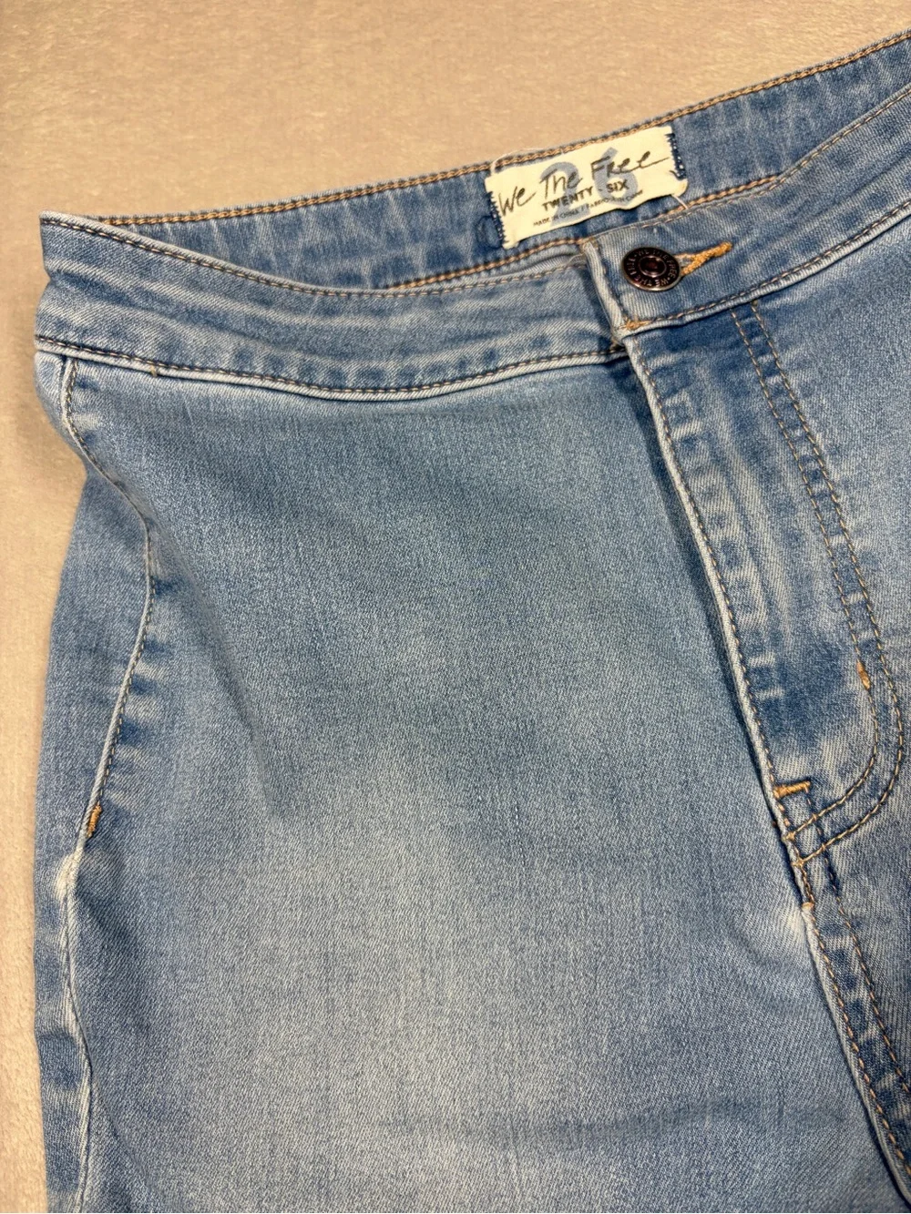 Free People We the Free Light Blue Wash Cropped Flare High Rise Boho Jeans 26